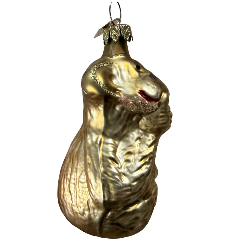 Discovery Store Gold Monkey Holding Baby Glass Ornament Christmas Tree Decor‎